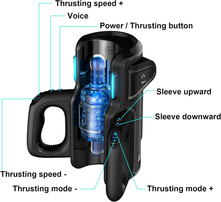 10 THRUSTING HIGH-SPEED MOTOR MASTURBATOR CUP WITH PHONE HOLDER